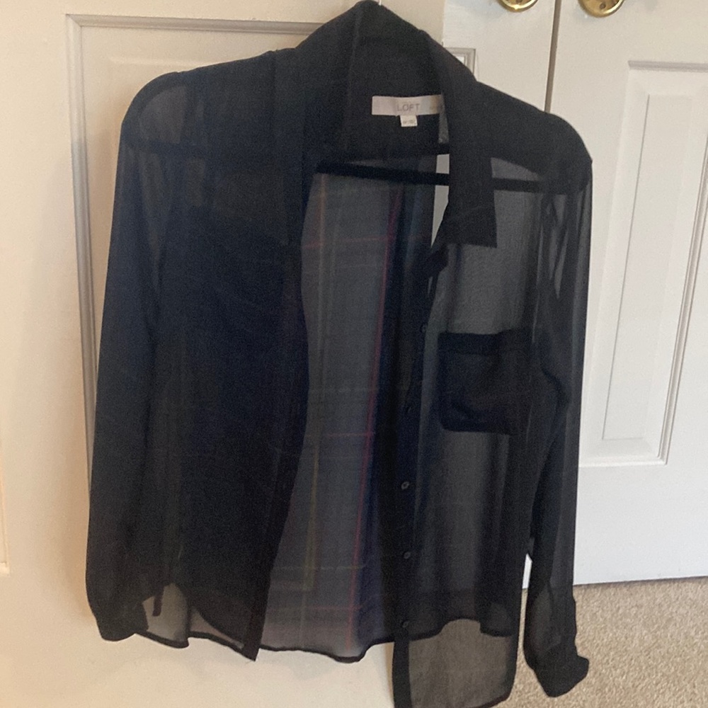 Sheer plaid button down